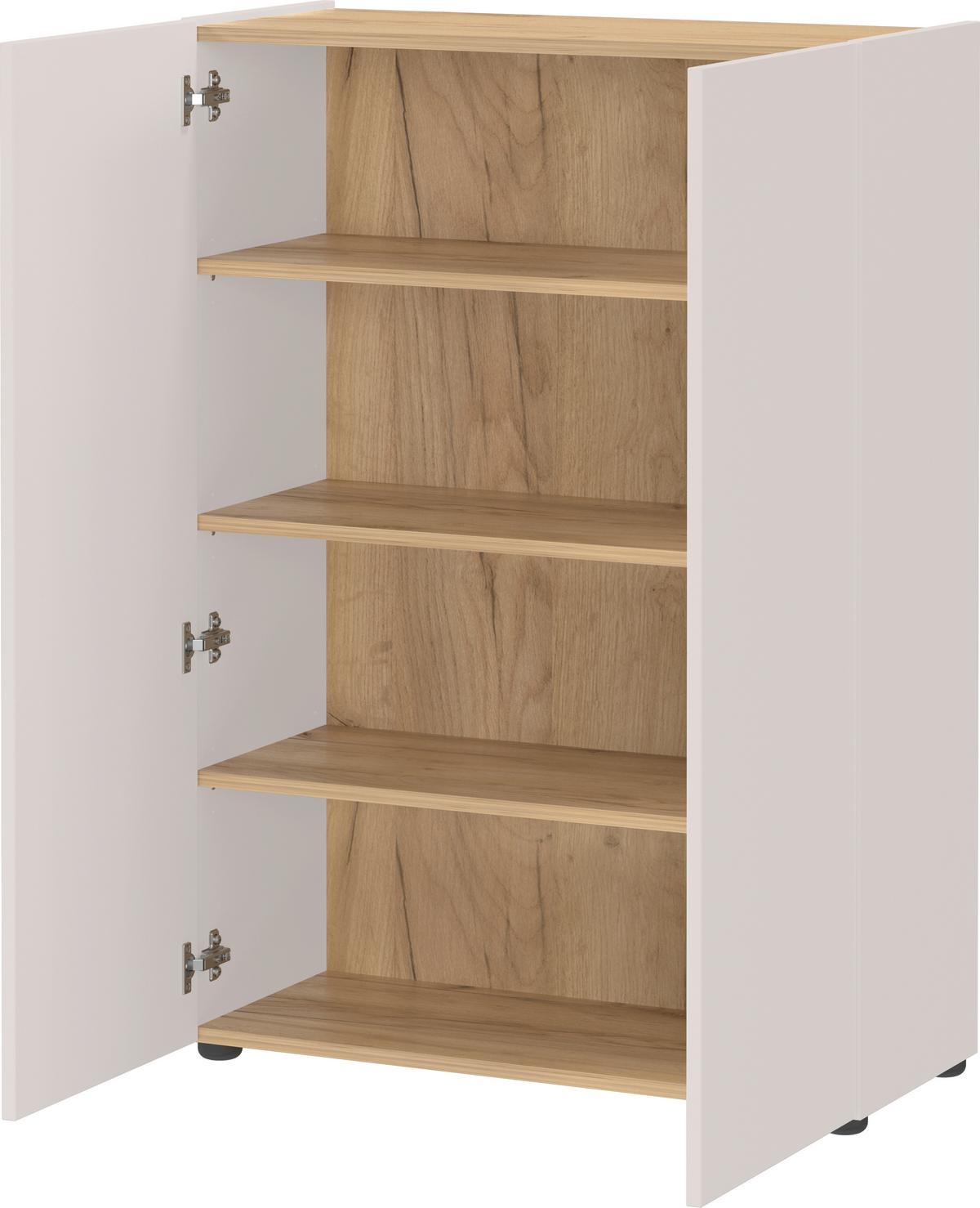 Schuhschrank Alviano Weiß/Eiche Dekor B: 74cm - Kaschmir/Eichefarben, Design, Holzwerkstoff (74/105/33cm) - Germania
