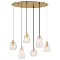 Hängeleuchte 15789-6hm - Klar/Messingfarben, KONVENTIONELL, Glas/Metall (97/32,5/130cm) - Globo