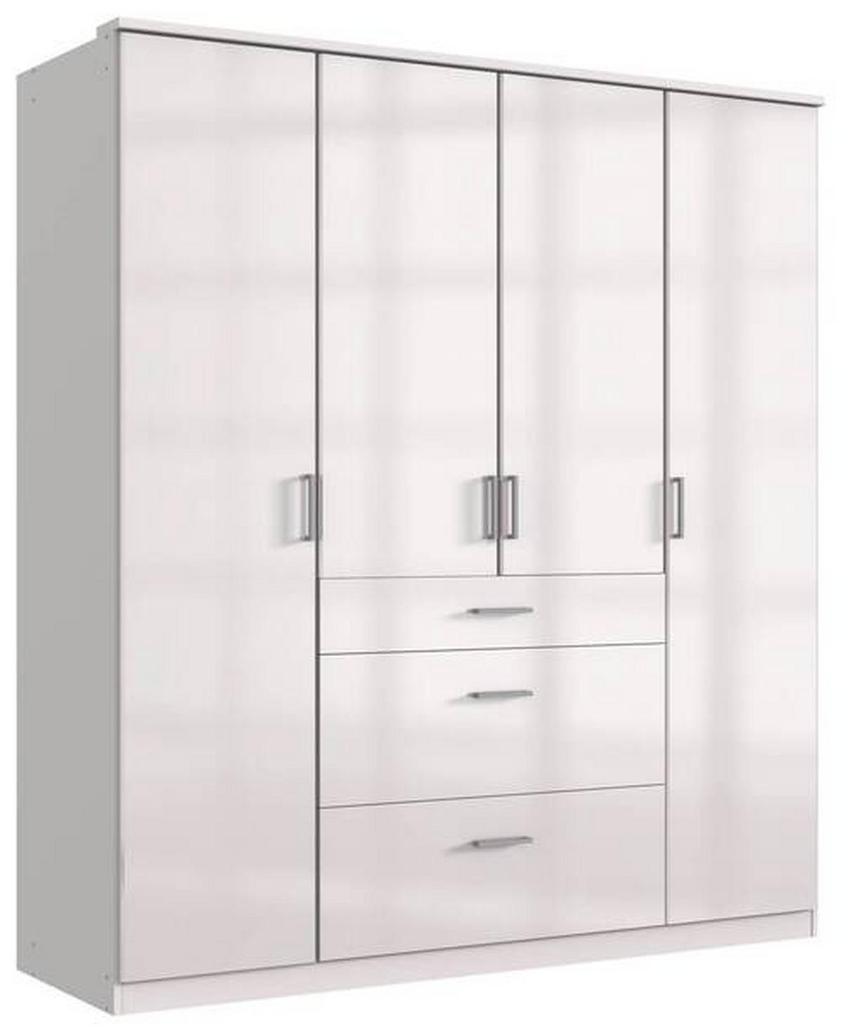 Drehtürenschrank Mit Laden B: 179 Cm Clack, Weiß - Weiß Hochglanz/Weiß, Basics, Holzwerkstoff (179/199/58cm) - MID.YOU