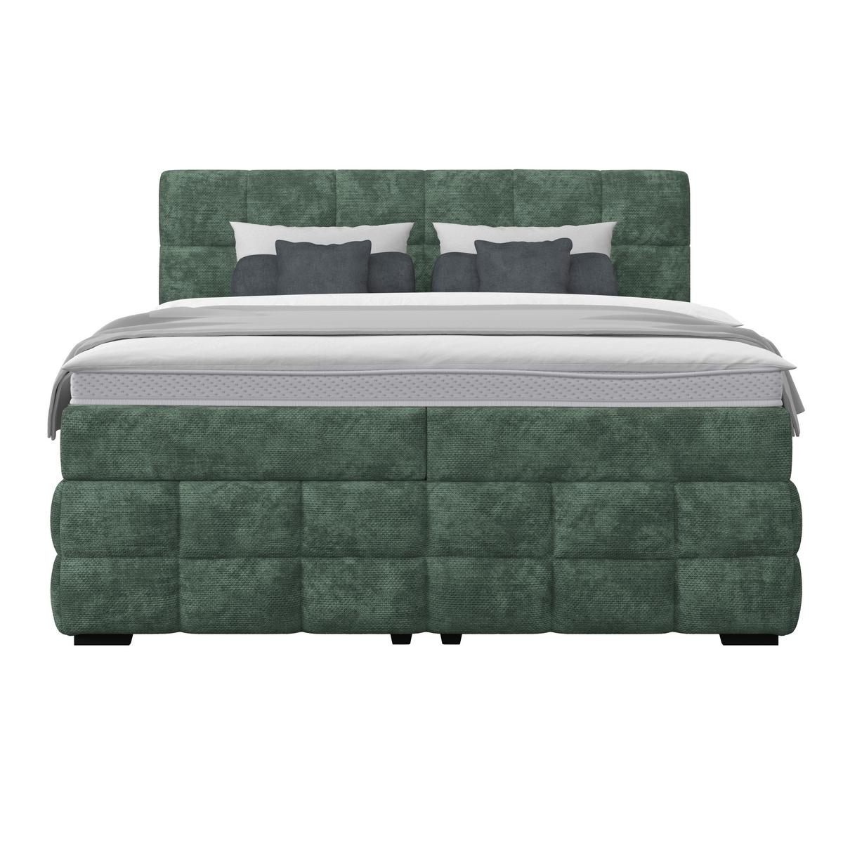 Čalouněná postel VEGA 160x200 cm, zelená - černá/zelená, Trend, dřevo/textil (160/200cm)