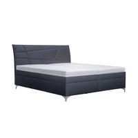 Čalúnená posteľ LAUREN 160x200, čierna koženka - čierna/biela, Konventionell, drevo/textil (160/200cm)