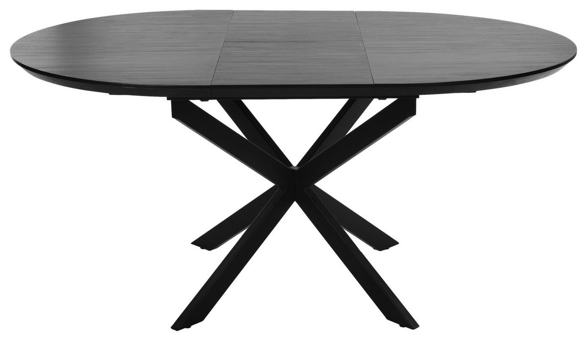 Ausziehtisch Oregon B: 120-160 cm - Schwarz, Design, Holzwerkstoff/Metall (120-160/110/76cm) - MID.YOU