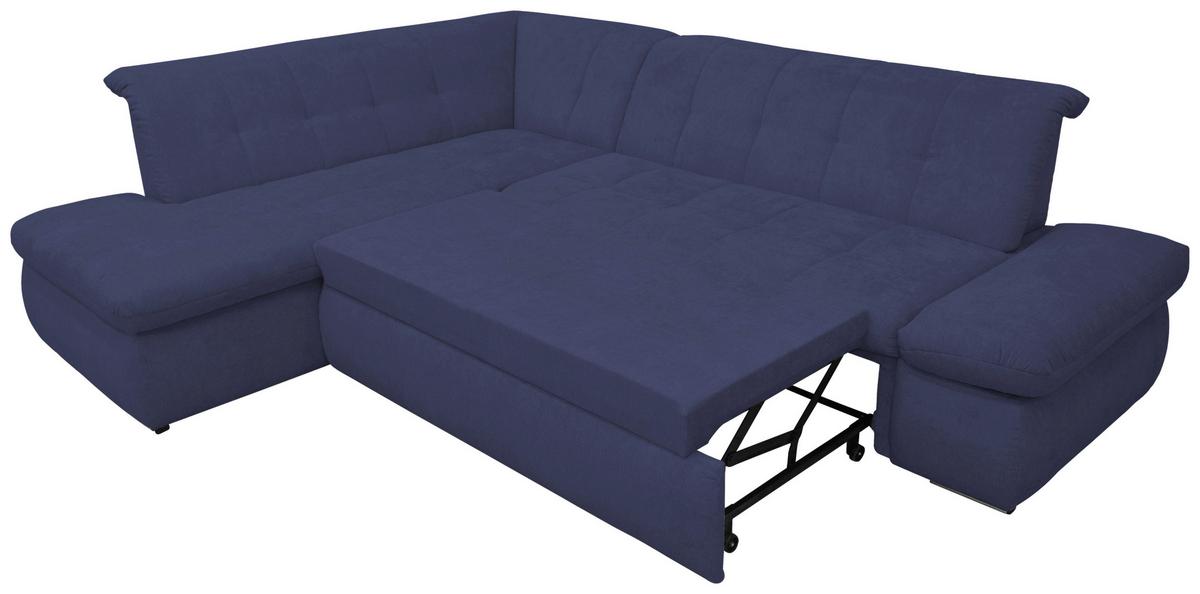 Ecksofa Mit Schlaffunktion Moric Dunkelblau Mikrofaser - Chromfarben/Dunkelblau, KONVENTIONELL, Textil (216/273cm) - MID.YOU