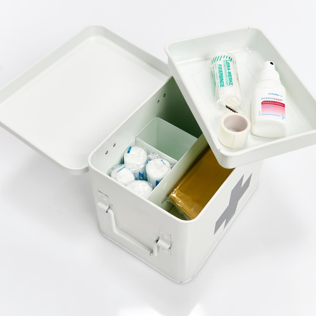Medizinbox Weiß Metall, Tragegriff - Weiß, Basics, Metall (22.5/16.5/15.5cm) - Zeller Present