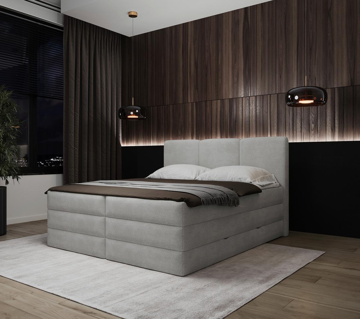 Boxspringbett mit Bettkasten 160x200 cm Castel V - Schwarz/Grau, MODERN, Holz/Holzwerkstoff (160/200cm) - MID.YOU