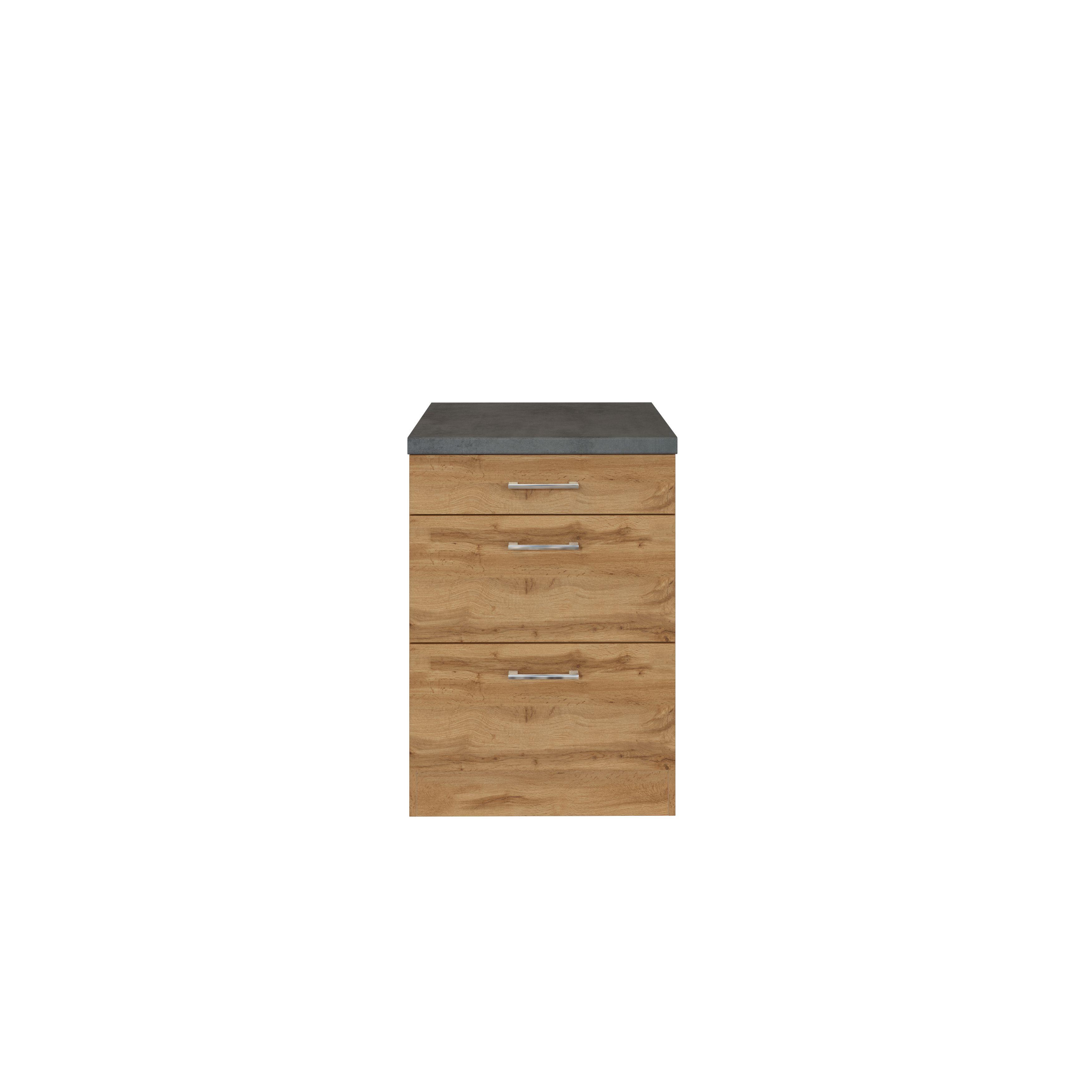 Küchenunterschrank B: 50 cm Eiche Dekor/Anthrazit - Anthrazit/Eiche Wotan, MODERN, Holzwerkstoff (50/85/60cm) - Held