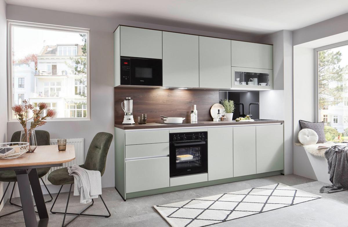 Küchenblock Sidney - Walnussfarben/Grau, Basics, Holzwerkstoff (272cm) - Vertico