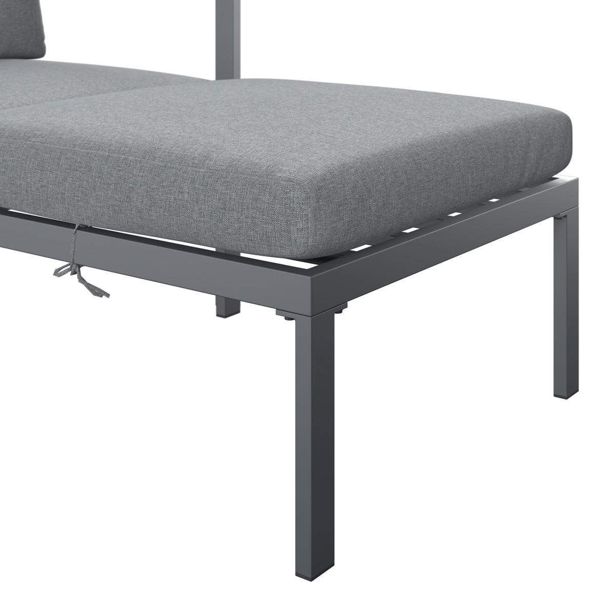 Loungegarnitur Basel - Dunkelgrau/Naturfarben, MODERN, Kunststoff/Textil - Beldano