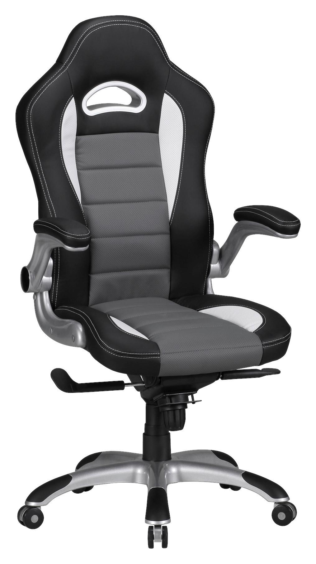 Herní židle Racing černá/šedá - šedá/černá, Moderní, textil/plast (70/120/70cm) - MID.YOU