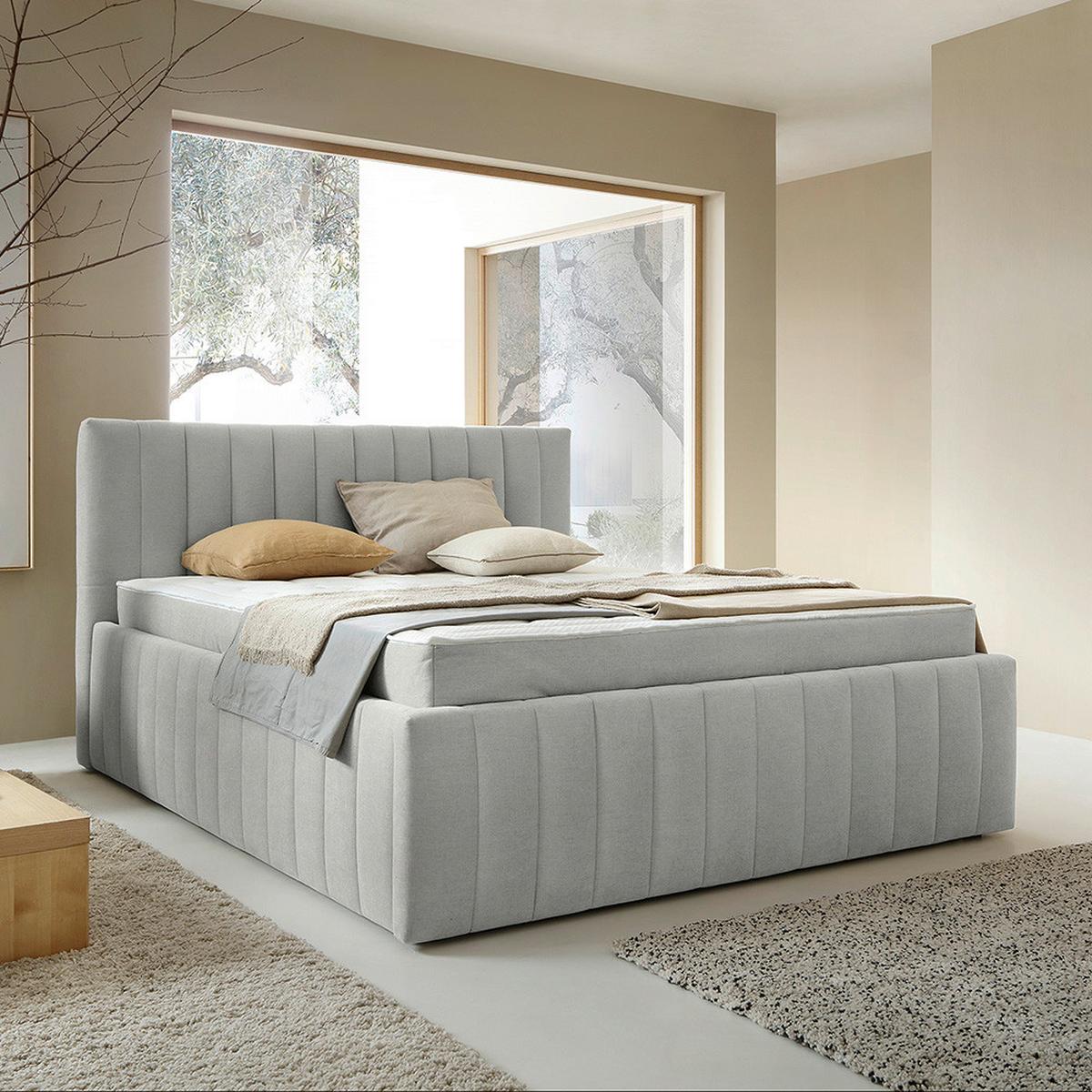 Čalúnená posteľ ORINOCO PL: 160/200 cm, sivá - čierna/sivá, Modern, kov/drevo (160/200cm) - Mömax