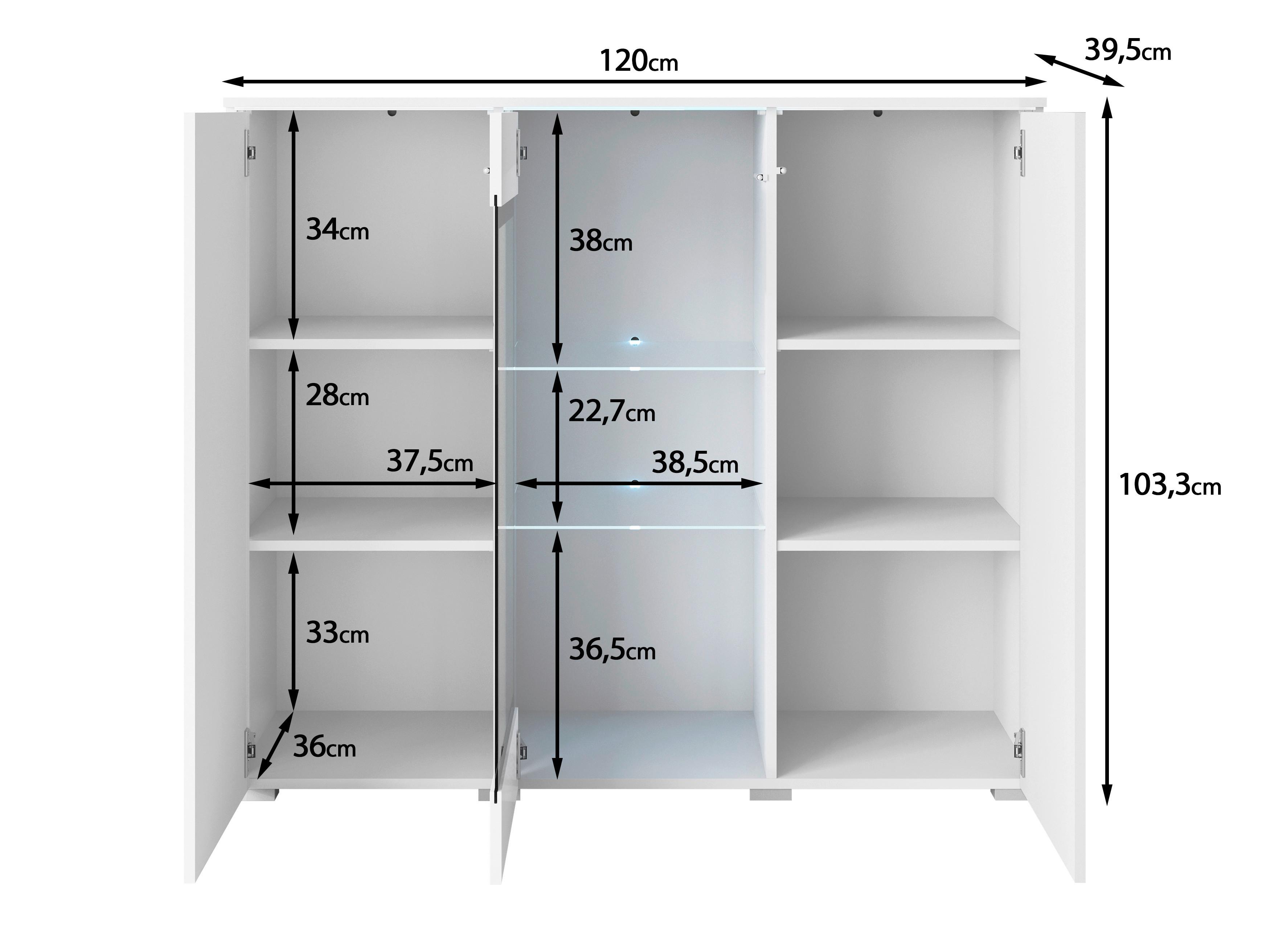 Highboard Vera 120 Vera 120 - Kaschmir/Beige, Trend, Glas/Holzwerkstoff (120/103,3/39,5cm) - P & B