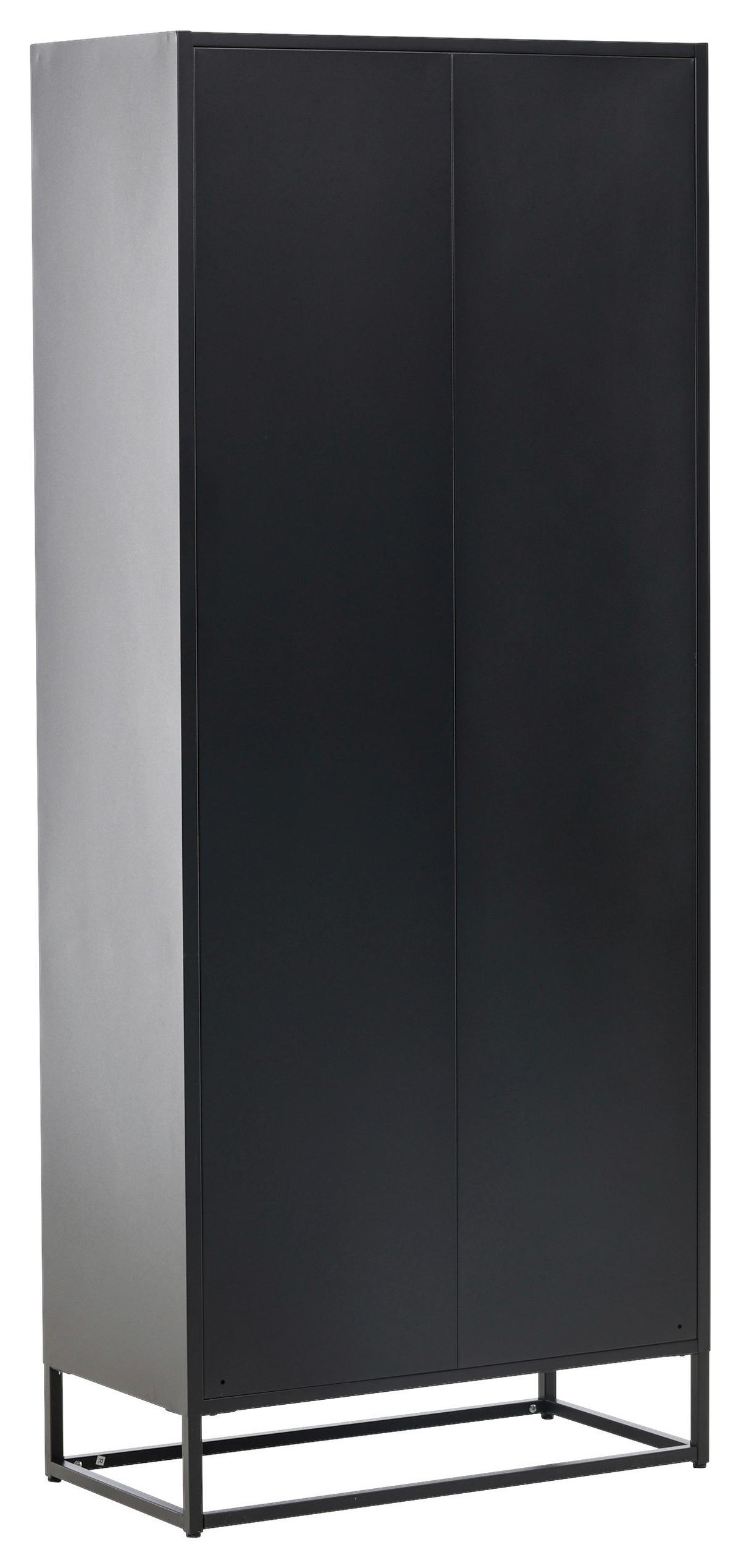 Vitrine Bakal - Schwarz, Design, Glas/Metall (80/190/41cm) - Livetastic