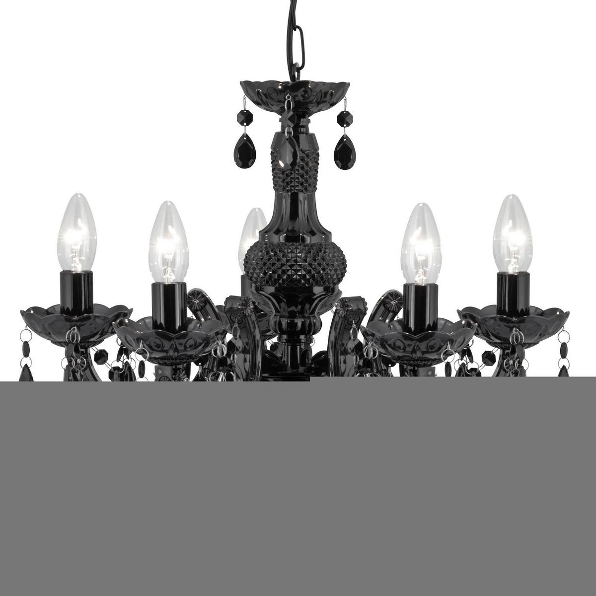 Kronleuchter Marie Therese 5xe14 Schwarz, Kunststoff/glas - Schwarz, Trend, Glas/Kunststoff (48/120cm)