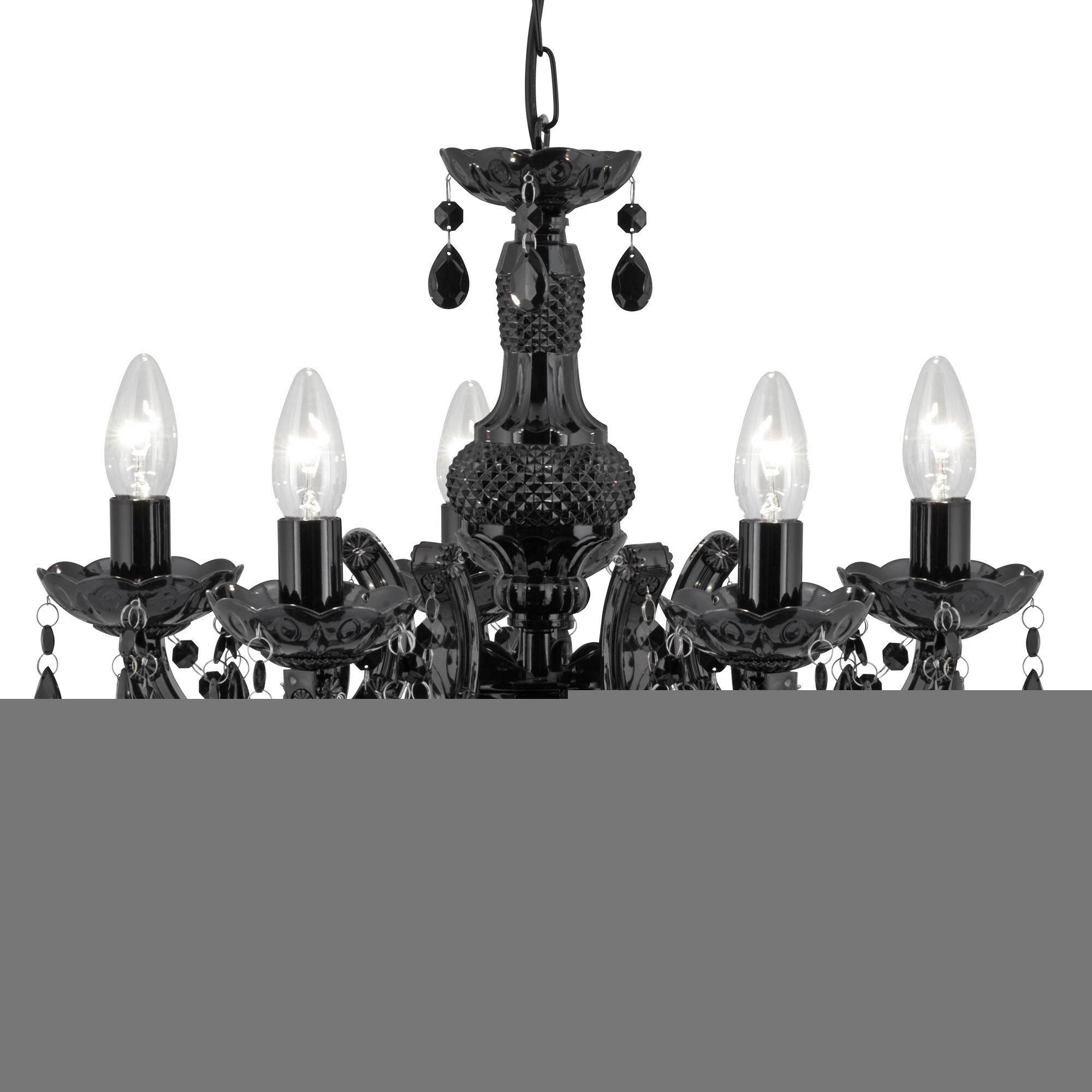 Kronleuchter Marie Therese 5xe14 Schwarz, Kunststoff/glas