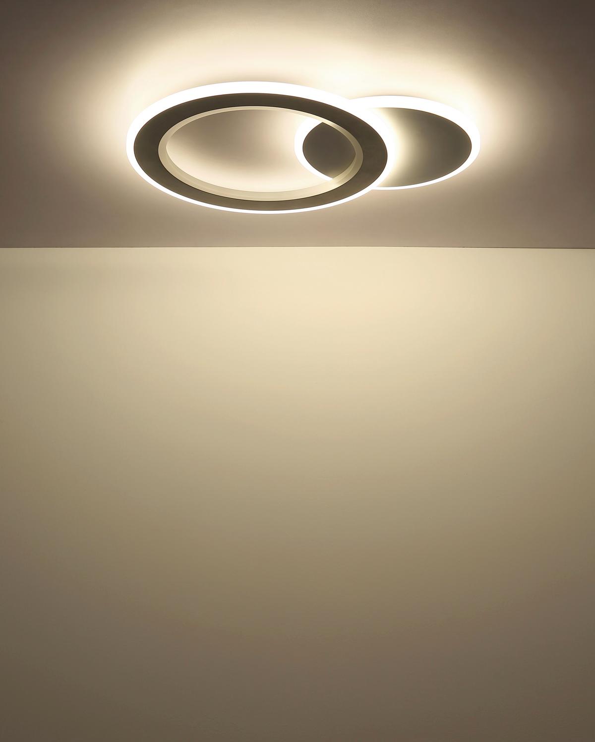 LED-Deckenleuchte 2700-6000k - Hellgrau/Schwarz, Design, Kunststoff/Metall (51/38/4cm) - Globo