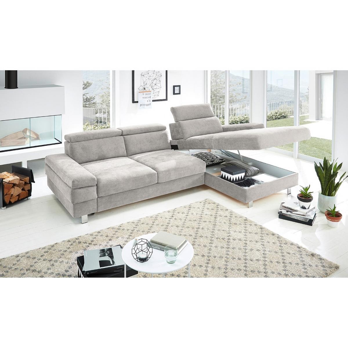 Ecksofa Elvis Silberfarben S: 259x182 Cm - Silberfarben, KONVENTIONELL, Textil (259/182cm) - Trendmanufaktur