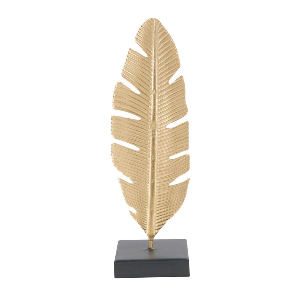 Skulptur Dekor Blatt mit Kerzenhalter, B: 10 cm