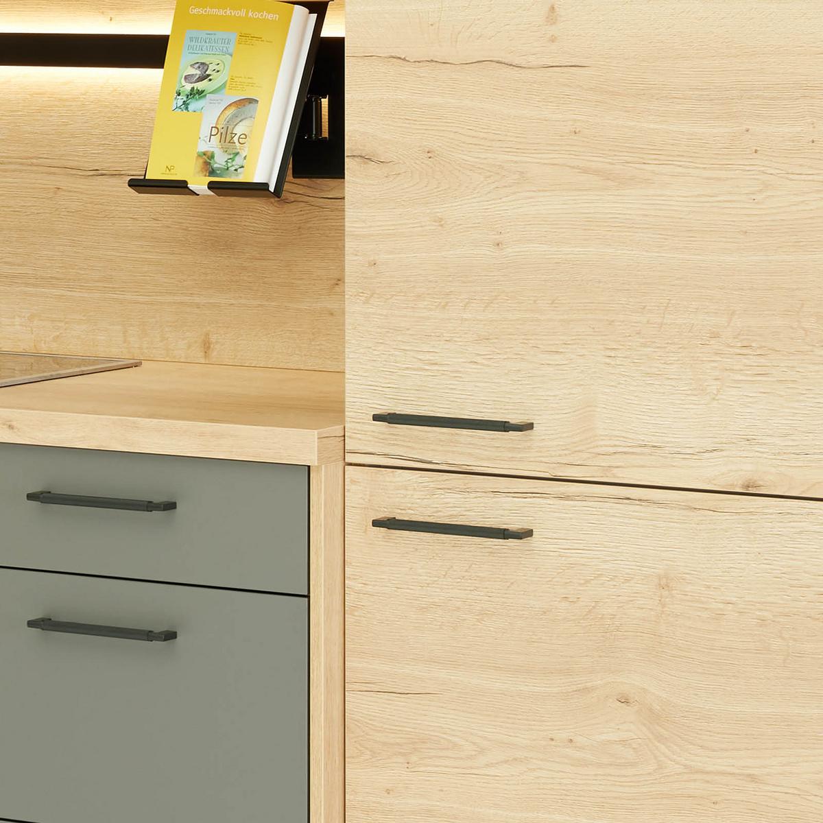 Sarokkonyha Las Vergas / Singapur - tölgyfa színű/sötétszürke, Design (192/288cm)