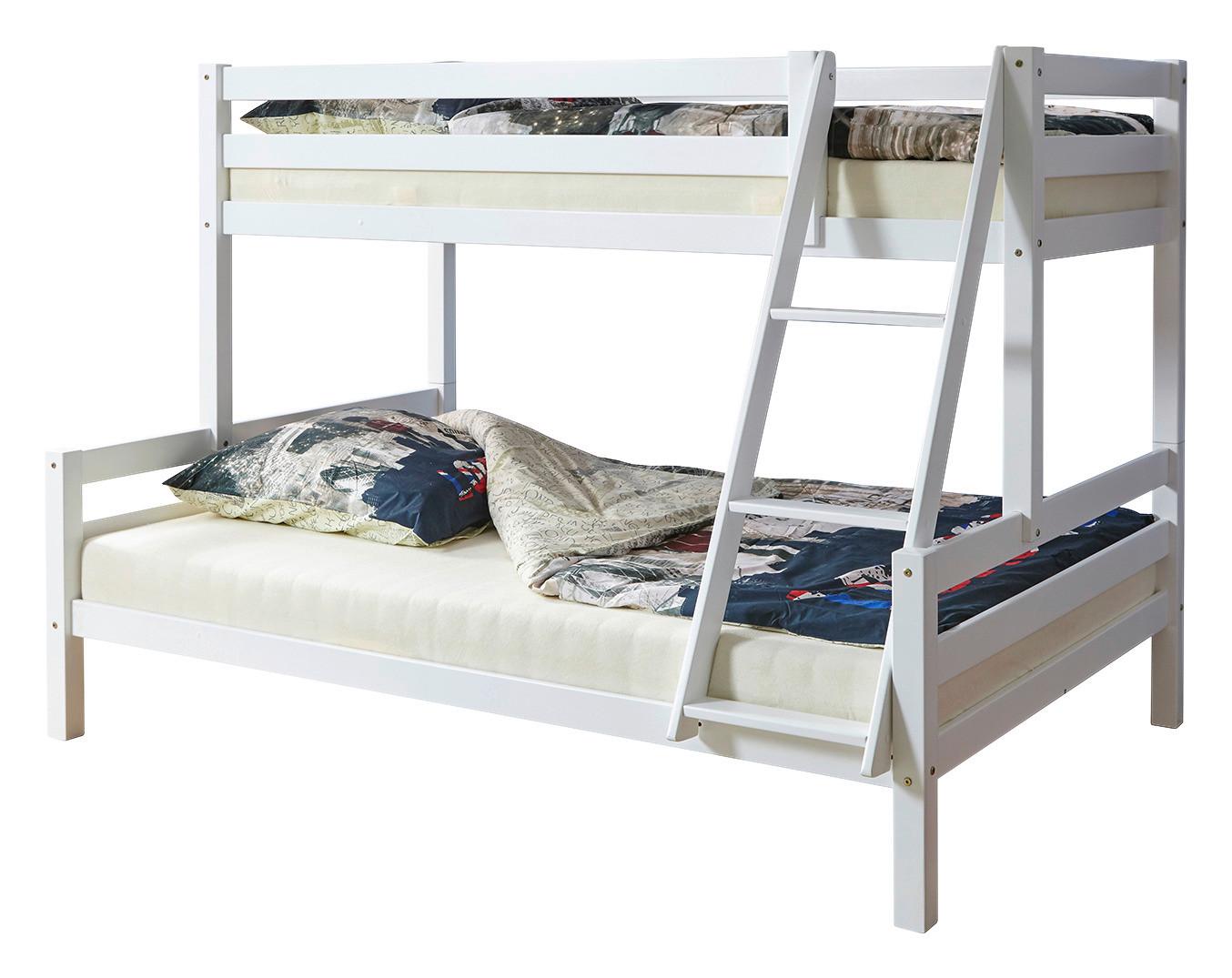 Etagenbett Maxim Weiß Buche Massiv 140 cm mit Leiter
