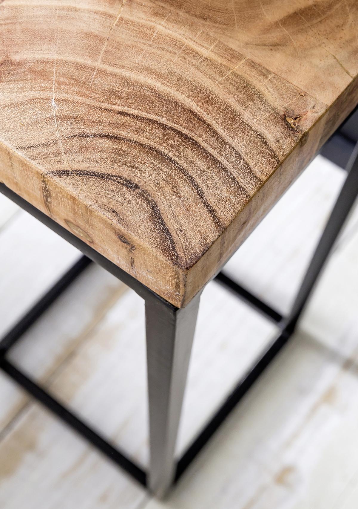 Beistelltisch mit Holzplatte, Akazie/Schwarz - Schwarz/Akaziefarben, Design, Holz/Metall (30/30/97cm) - MID.YOU