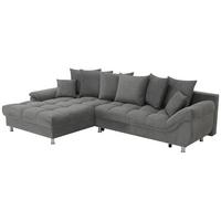 Ecksofa Erice Dunklegrau S: 198x312 cm - Chromfarben/Dunkelgrau, Design, Textil (198/312cm) - Livetastic