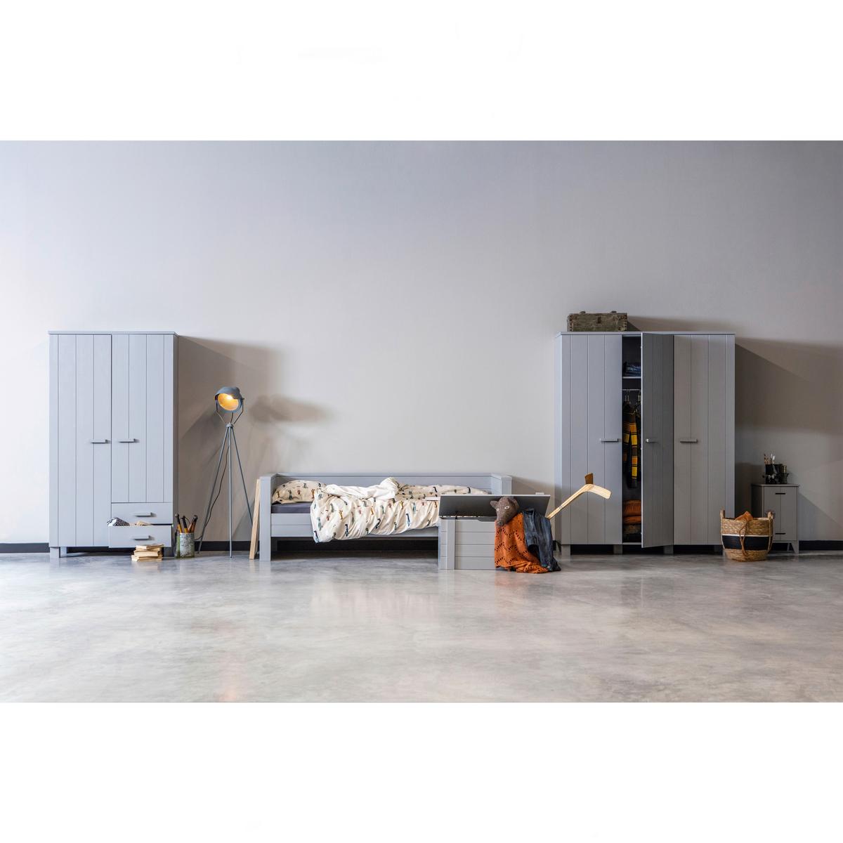 Garderobenschrank Dennis Grau B: 111 Cm - Grau, Design, Holz (111/202/55cm) - Livetastic