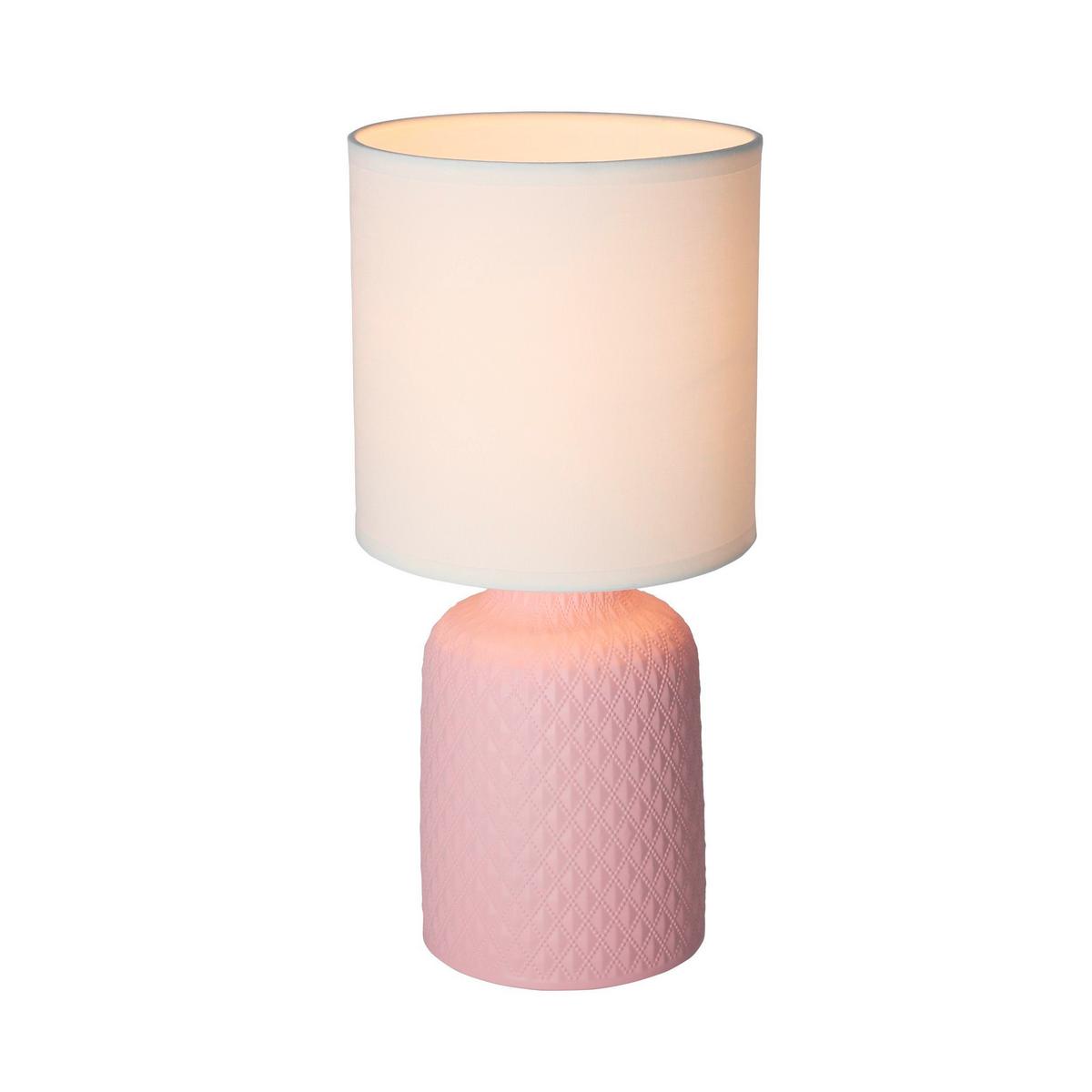 Tischleuchte 41-79855 - Pink/Weiß, Basics, Keramik/Textil (15/15/32cm)