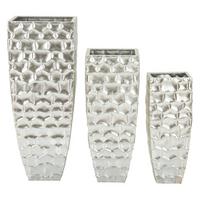 Vase Argy Set 3 Pcs Silberfarben B: 38,1 cm - Silberfarben, Basics, Metall (38,1/90,8/38,1cm)