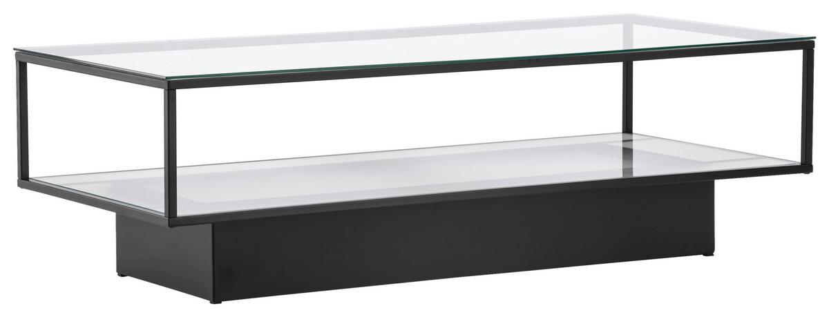 Couchtisch Maglehem - Schwarz, Design, Glas/Metall (130/60/37,5cm) - Livetastic