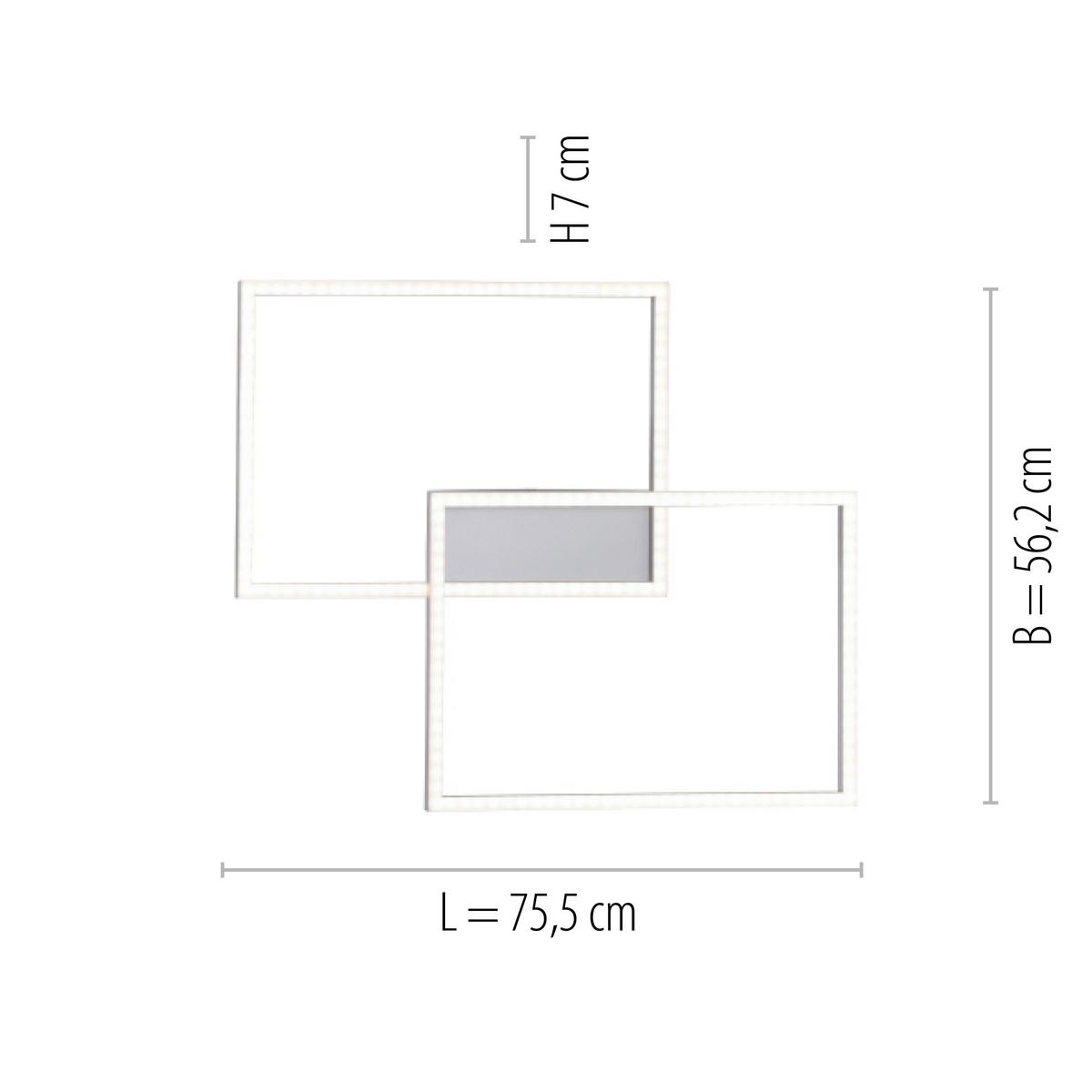 LED-Deckenleuchten Iven L: 75,5 cm dimmbar Mit - Chromfarben/Alufarben, Design, Kunststoff/Metall (75,5/56,2/7cm)