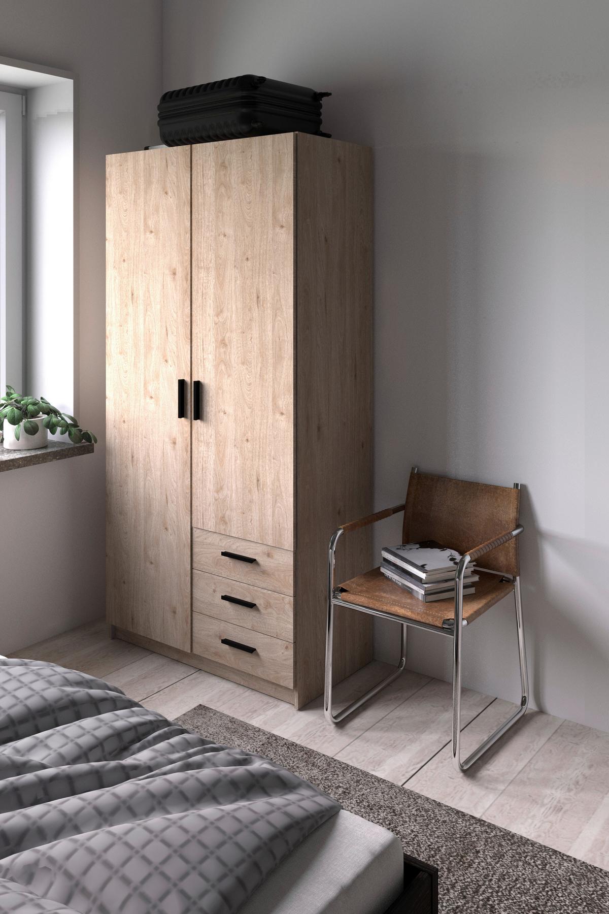 Kleiderschrank Sprint, Eichefarben,b: 98,5 cm - Eichefarben, Basics, Holzwerkstoff (98,5/200,4/49,8cm) - MID.YOU