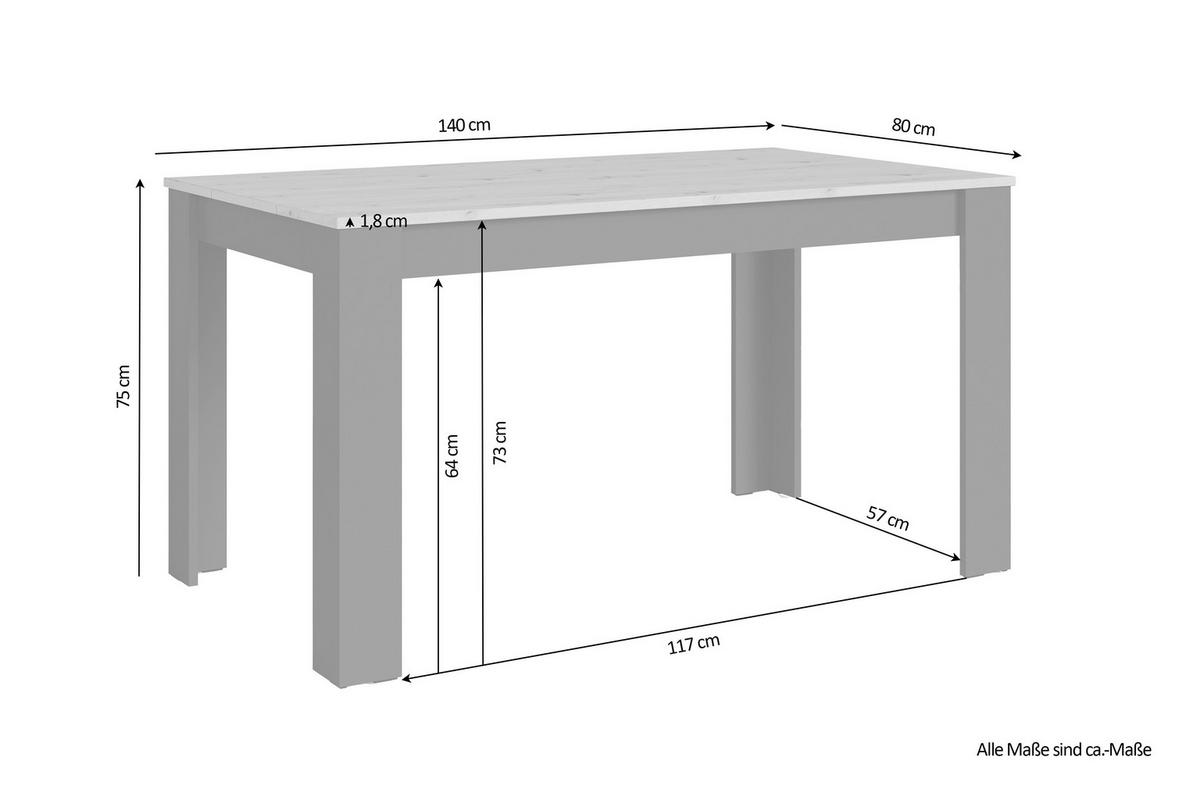 Esstisch Nori Eiche Artisan/anthrazit B:80cm - Anthrazit/Eiche Artisan, LIFESTYLE, Holzwerkstoff (140/80/75cm) - MID.YOU