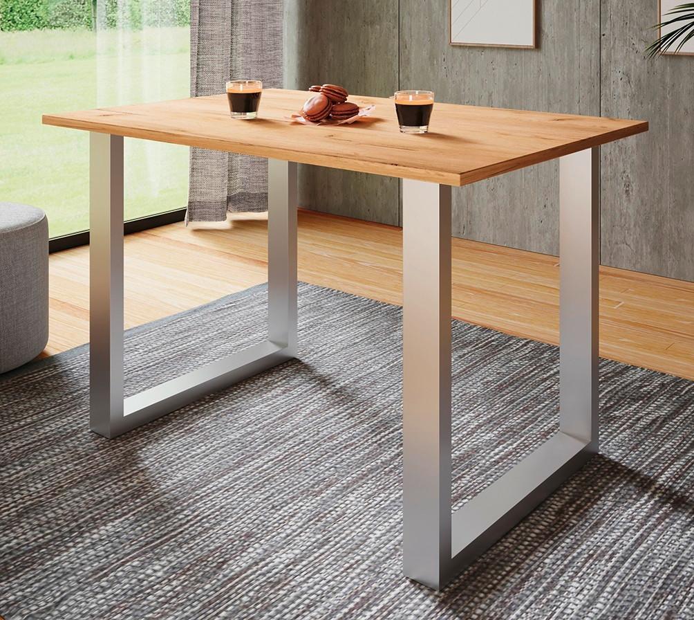 Schreibtisch Lona Eiche Dekor B: 80 Cm - Honigeiche/Silberfarben, Design, Holzwerkstoff/Metall (80/50/76cm) - MID.YOU
