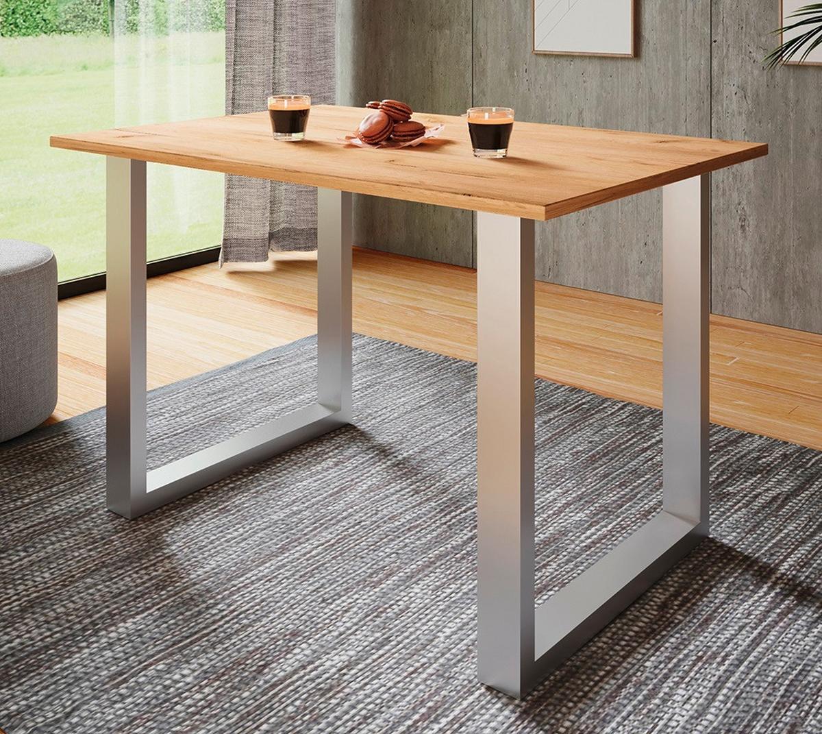 Schreibtisch Lona Eiche Dekor B: 80 cm - Honigeiche/Silberfarben, Design, Holzwerkstoff/Metall (80/76/50cm) - MID.YOU