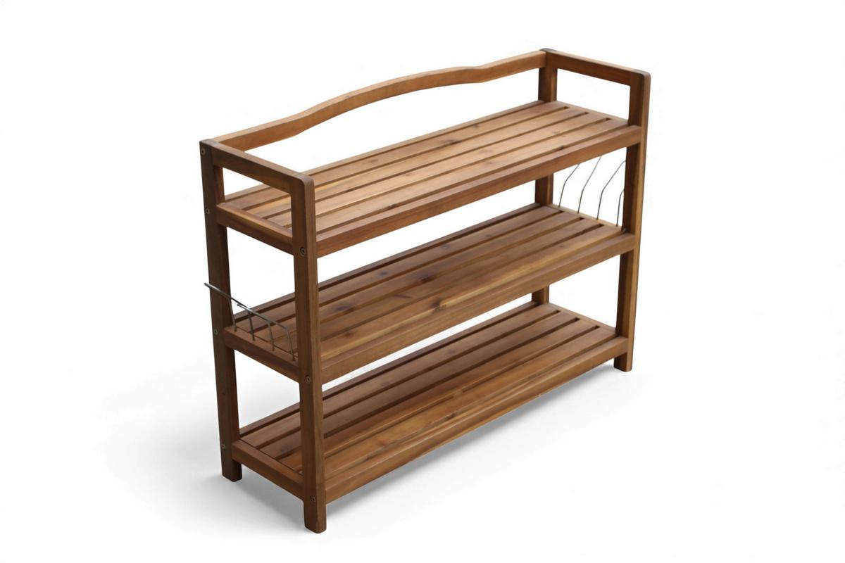 Schuhregal aus Akazie 3 Etagen 74x82x26 cm - Akaziefarben, Basics, Holz (74/82/26cm)