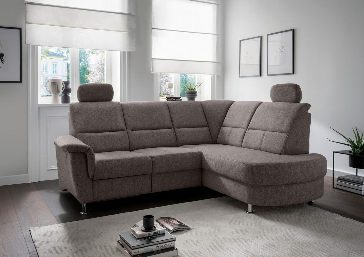 Ecksofa Mit Stauraum Parole Graubraun Chenille - Chromfarben/Graubraun, KONVENTIONELL, Textil (231/184cm) - Livetastic
