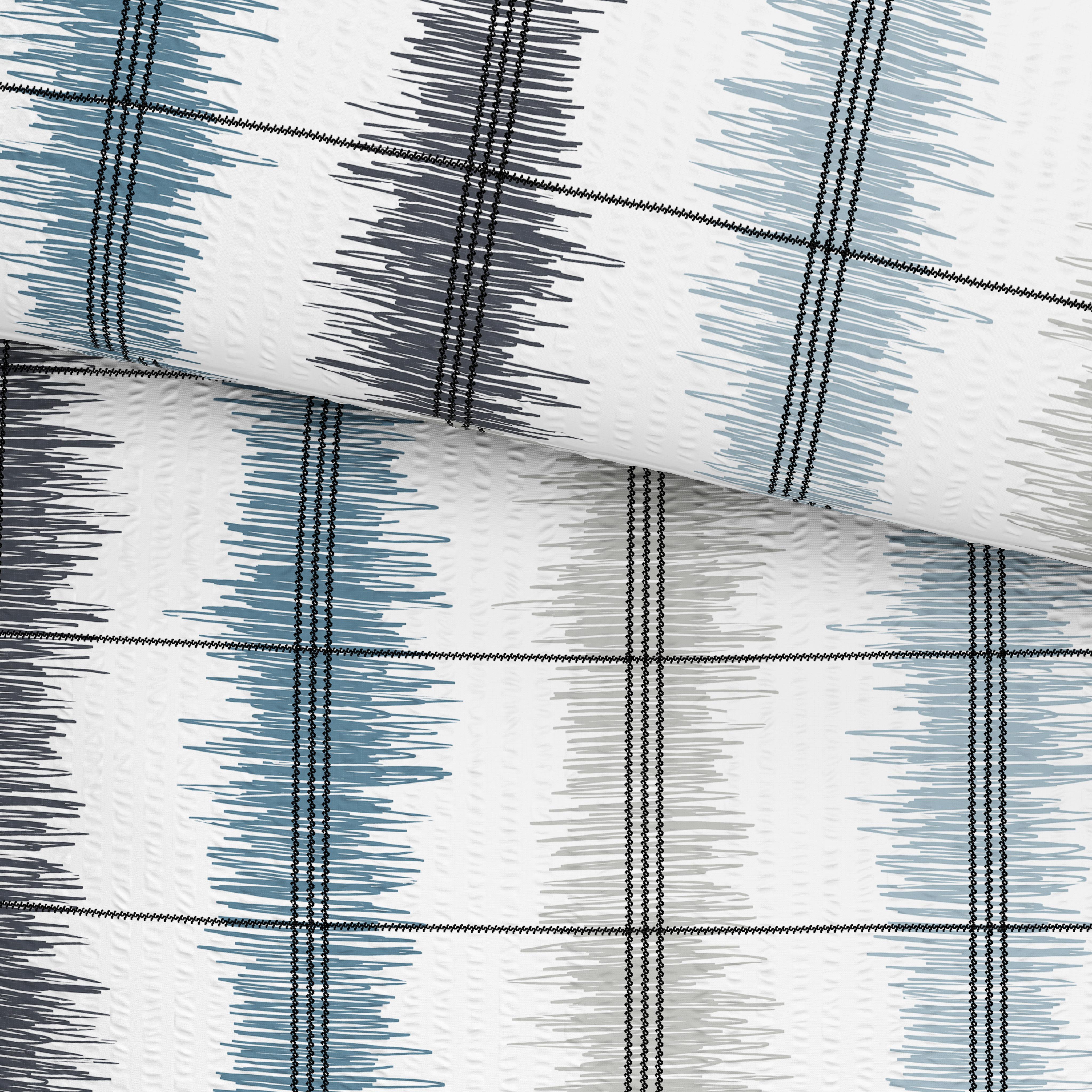 Luca Bessoni Seersucker Bettwäsche 140x200 cm Aurelia Baumwolle Blau