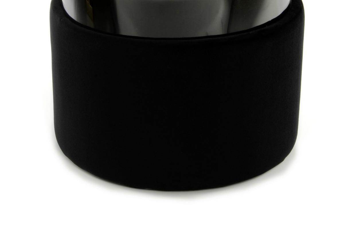 Pouf Samt Creme/Schwarz DxH: 35x46 cm - Creme/Schwarz, Basics, Holz/Holzwerkstoff (35/46/35cm) - Kayoom