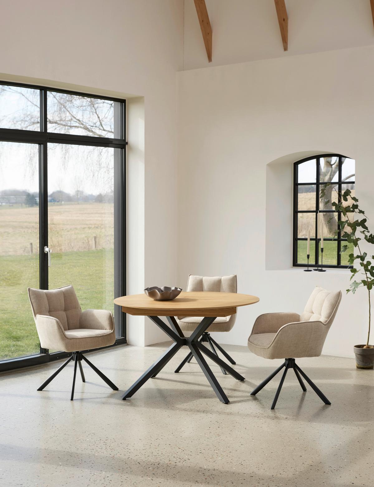 Esstisch Cesura Eichefarben, L: 120 Cm - Eichefarben/Schwarz, MODERN, Holzwerkstoff/Metall (120/120/75cm) - Livetastic