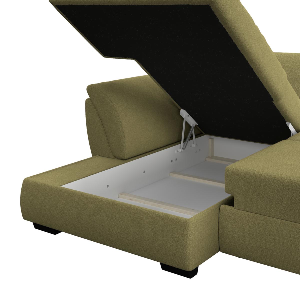 Rohová sedačka BERISSO, levá, zelená - černá/zelená, Konvenční, textil/plast (187/278cm) - Ondega