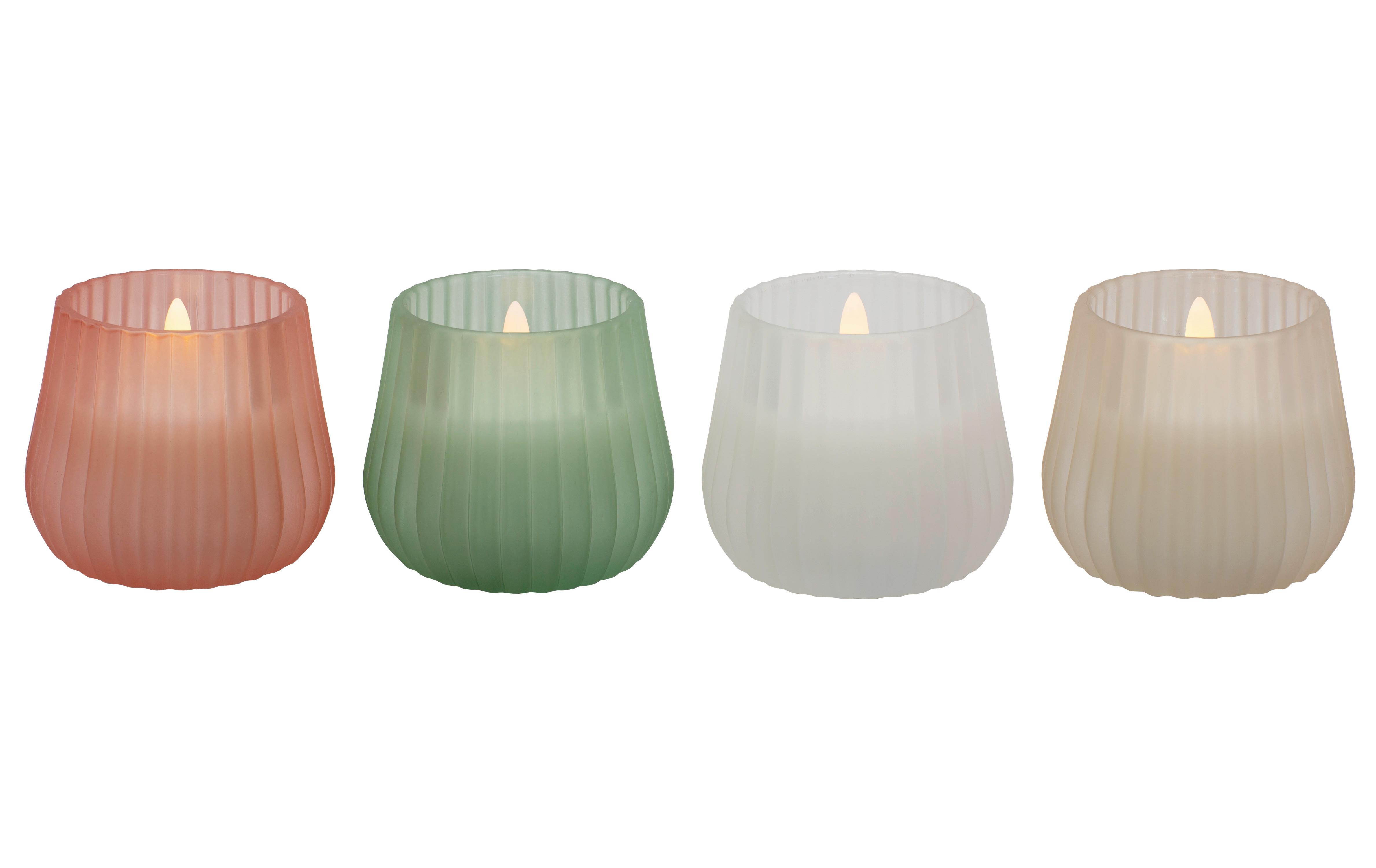 LED SVIEČKA HAILEY - biela/smaragdovozelená, plast/prírodné materiály (8,6/7,5cm) - Mömax