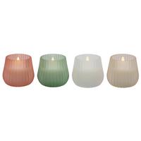 LED SVIEČKA HAILEY - biela/smaragdovozelená, plast/prírodné materiály (8,6/7,5cm) - Mömax