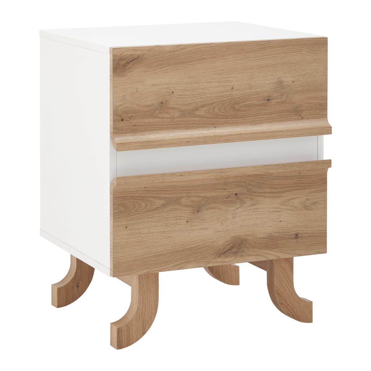 Nočný stolík VIRA farby dubu/biela - biela/farba borovice, Modern, drevo (48/60/43cm) - Bessagi Home