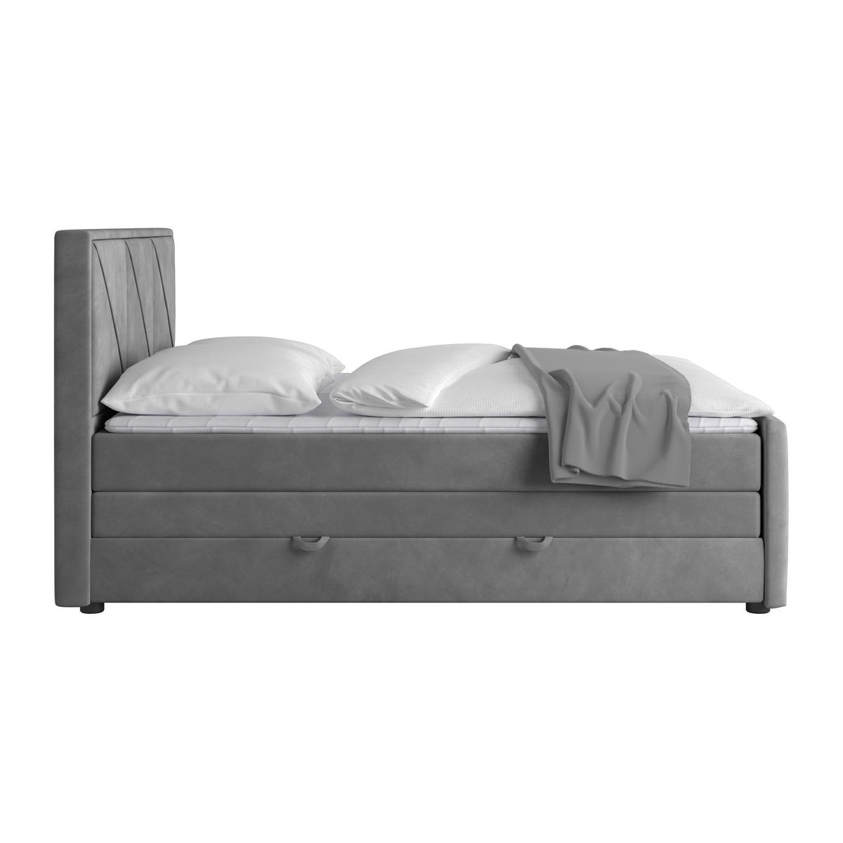 Boxspringbett mit Bettkasten Bologna 180x200 cm Hellgrau - Hellgrau/Schwarz, MODERN, Holzwerkstoff/Kunststoff (180/200cm) - MID.YOU