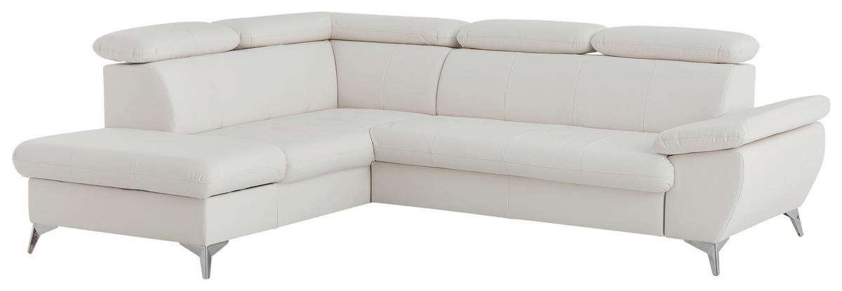Ecksofa mit Schlaffunktion und Bettkasten Gisele Weiß - Chromfarben/Weiß, KONVENTIONELL, Textil (209/256cm) - Livetastic