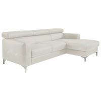 Ecksofa Sammy Hellgrau Leder - Chromfarben/Weiß, Design, Leder (226/169cm) - Livetastic