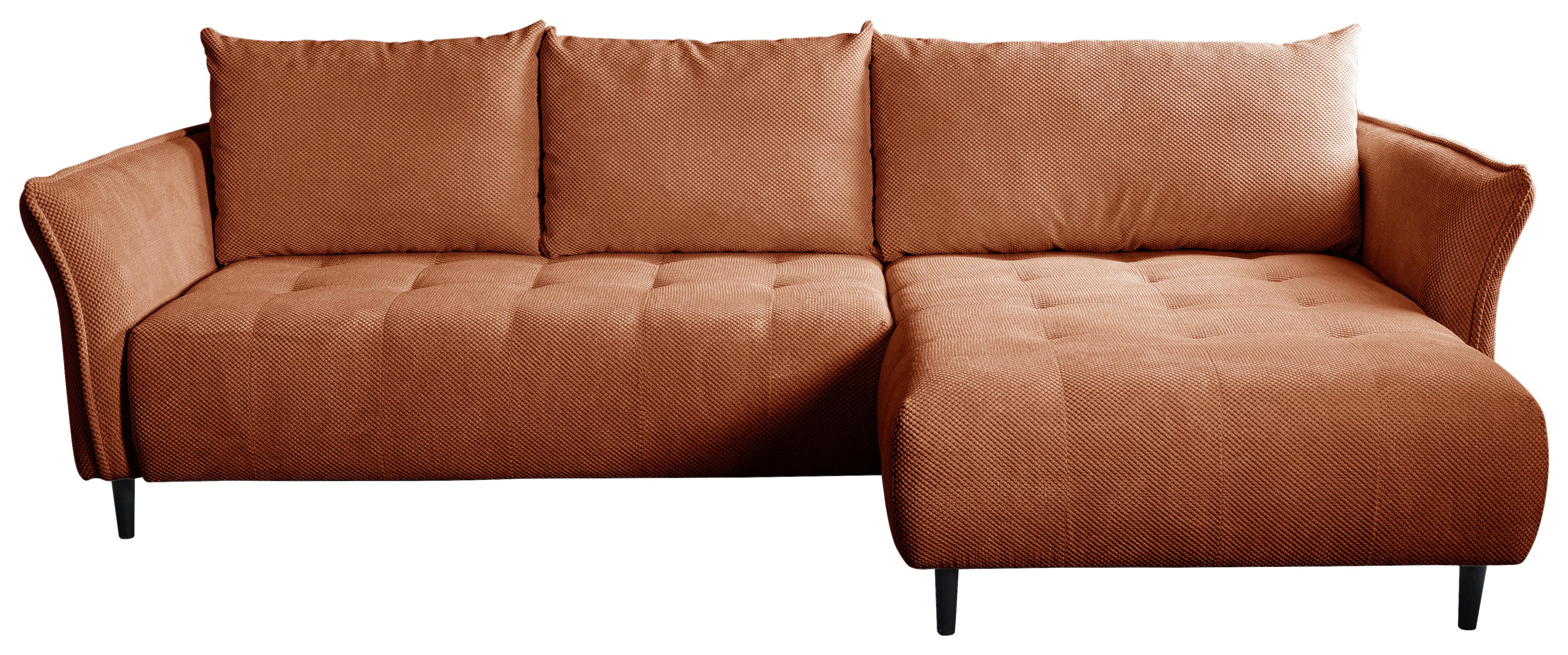 Ecksofa Monte Carlo Terracotta S: 160x290 cm - Terracotta/Schwarz, Trend, Holz/Holzwerkstoff (160/290cm)