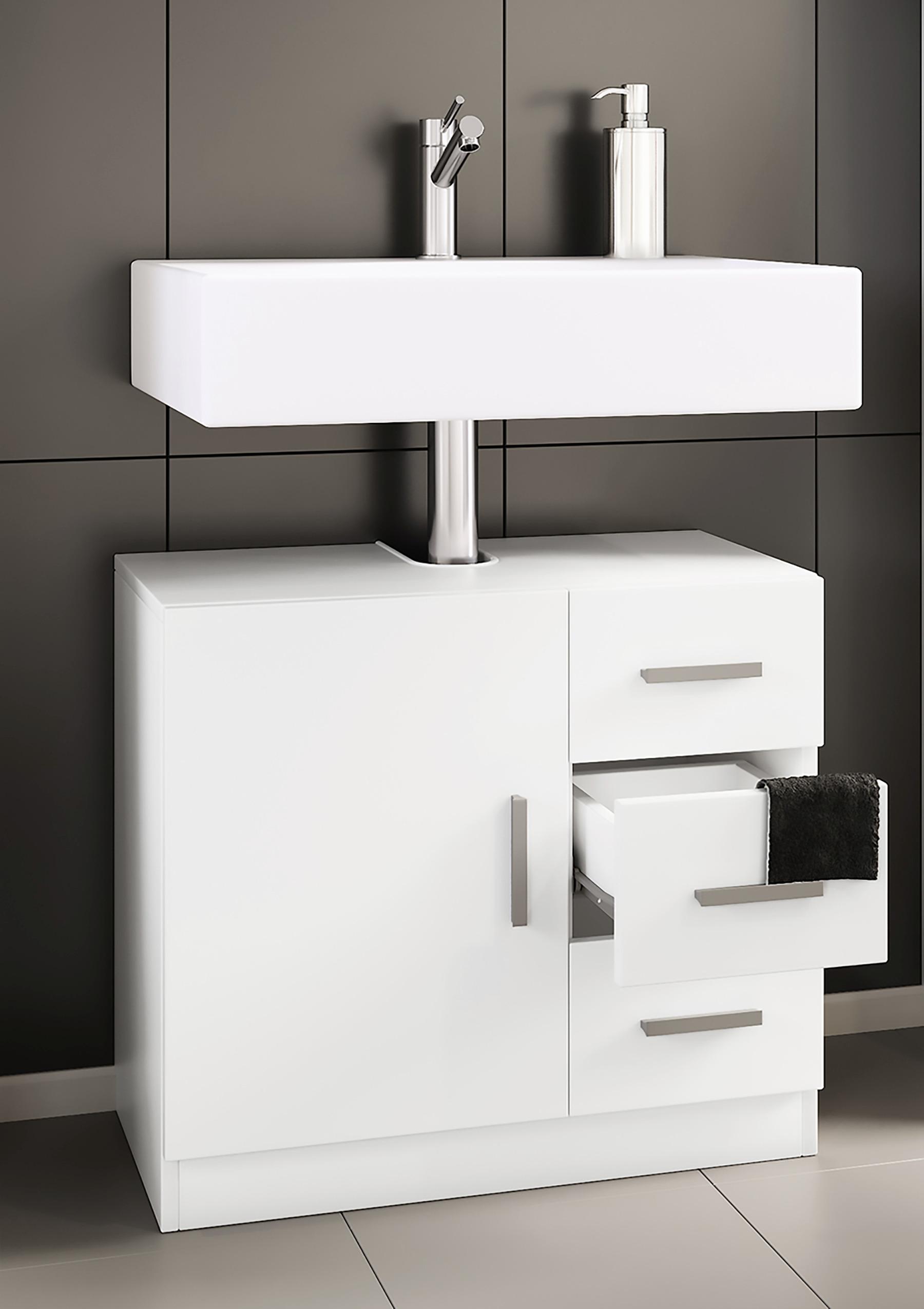 Waschbeckenunterschrank Zalo Xl B: 63cm Weiß - Weiß, MODERN, Holzwerkstoff (63/55,8/30cm) - MID.YOU