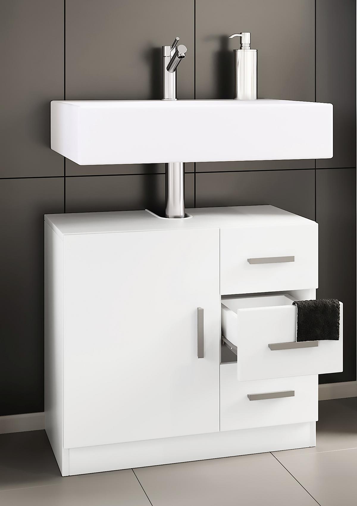 Waschbeckenunterschrank Zalo XL B: 63cm Weiß - Weiß, MODERN, Holzwerkstoff (63/55,8/30cm) - MID.YOU