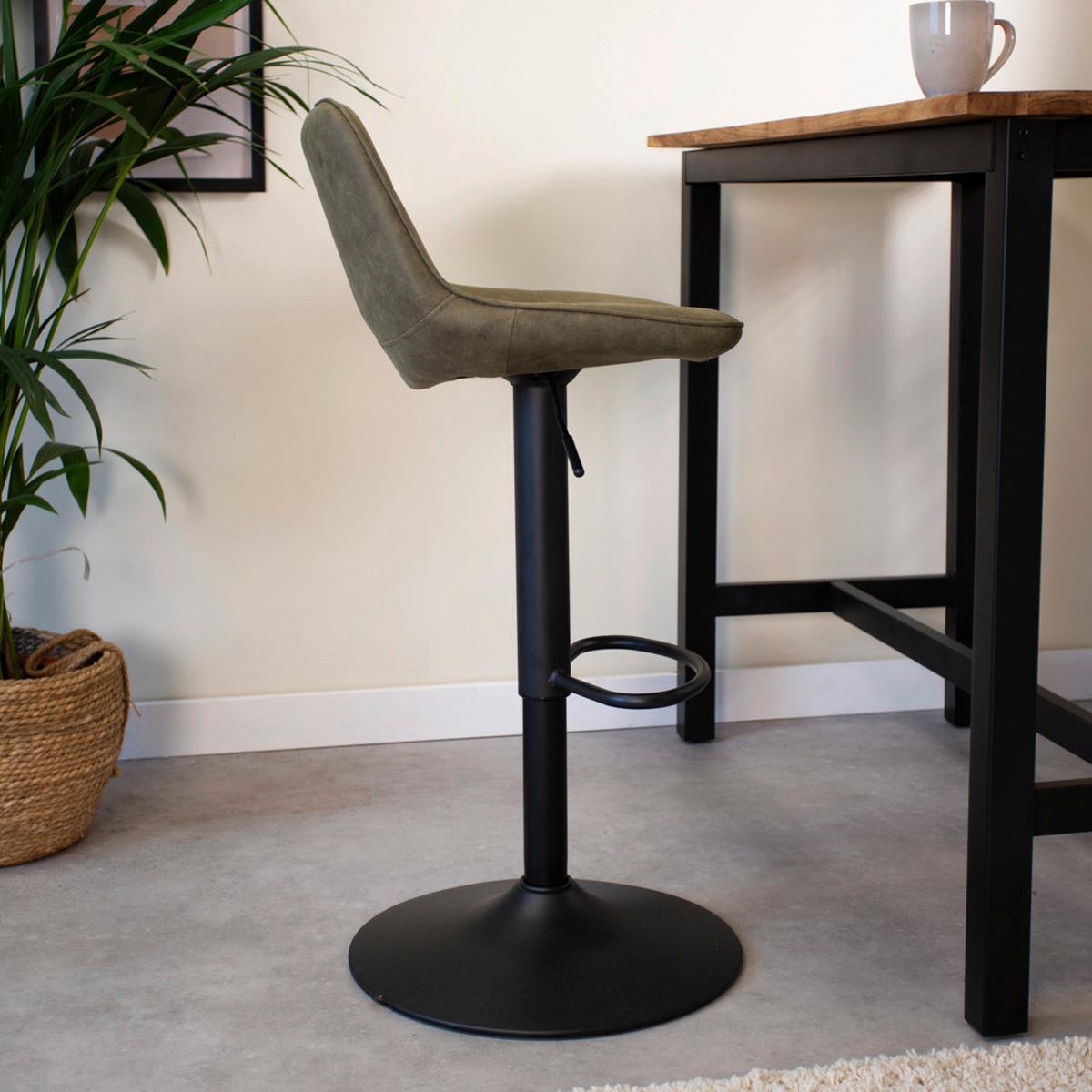 Barhocker-Set Ezra Grün B: 47 cm - Schwarz/Grün, MODERN, Textil/Metall (47/87/45cm) - MID.YOU